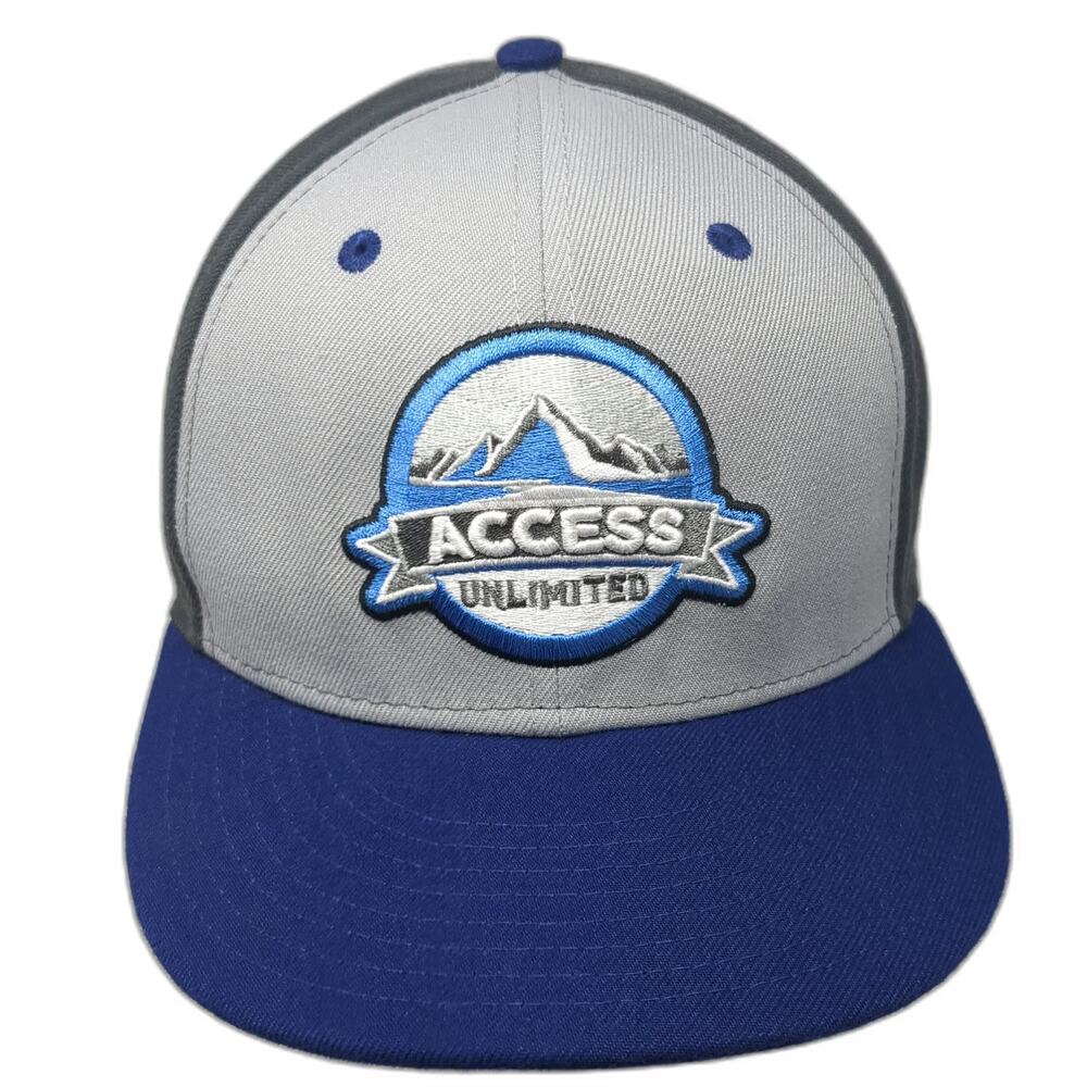 Era Snapback Hat Gray Blue L Access Unlimited Mountain Patch 9FIFTY Flat Brim